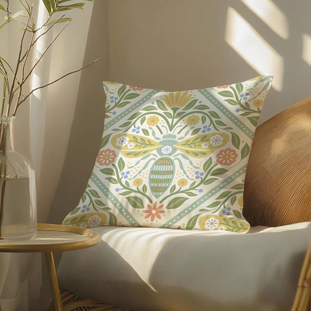 Blue Bird Home Decor Print Cushion Cover Silky Elegant Comfort Sofa Bed Invisible Zipper Beach Pillowcase