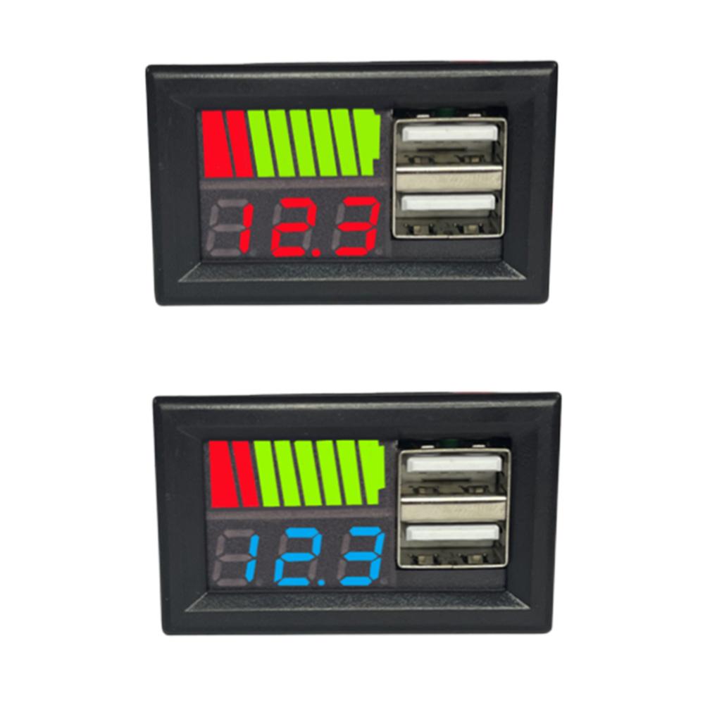12V Car Voltmeter Dual USB Output Battery Capacity Indicator 5V 2A Power Tester for Truck Motorcycle Lithium Lead Acid Battery