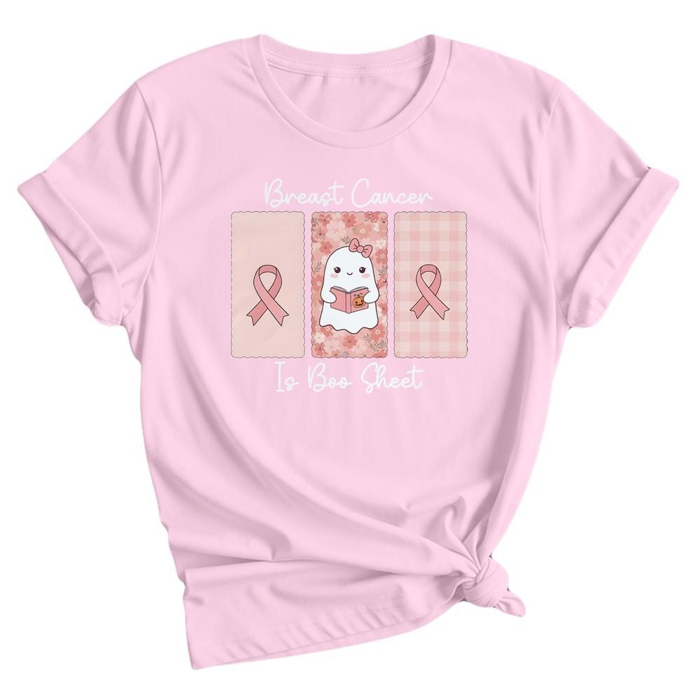 Cancer du sein C'est Boo Feuille T-shirt Fantôme Ruban rose T-shirt Octobre Cadeaux pour survivantes