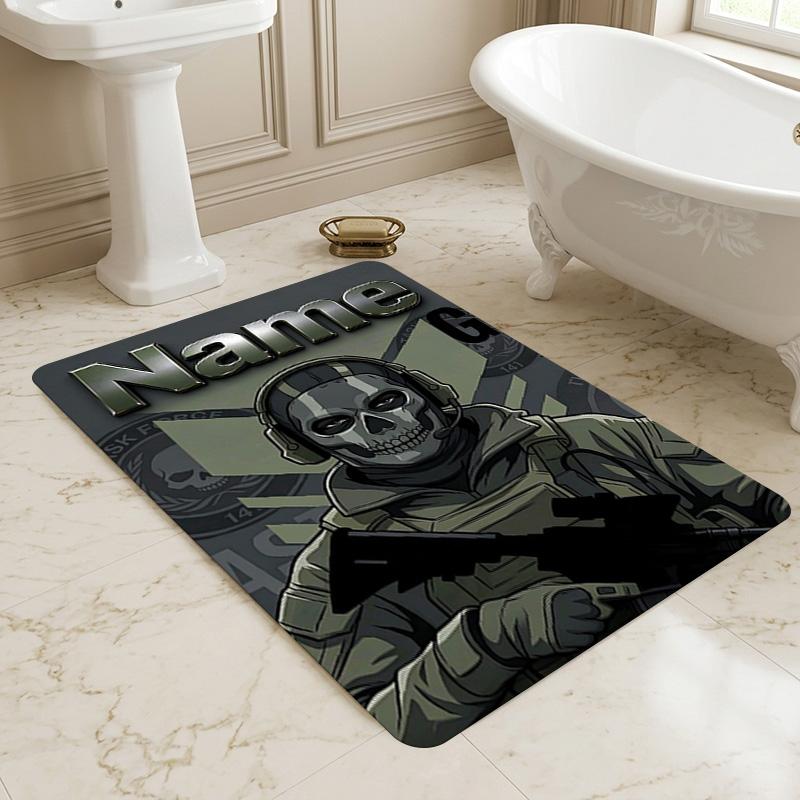 Custom Name Ghost Soldier Carpet Rug for Bedroom Living Room Home Sofa Decoration,Playroom Sofa Office Home Decor Game Large Decor Floor Mat