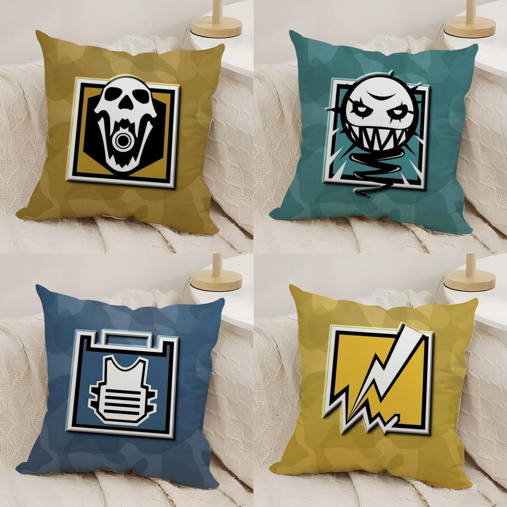 RRainbow Six SSiege Cushion Cover Silky Short Plush DoubleSided Printed Pillow Case for Sofa All Seasons Home Decor Gift