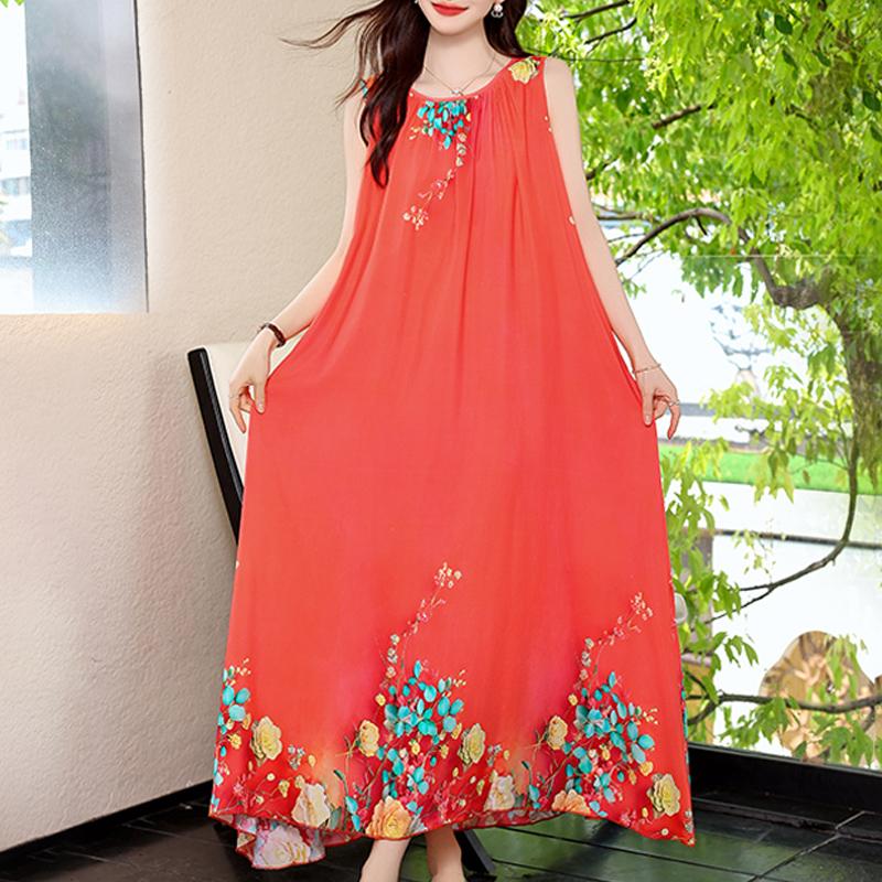 Elegant Summer Women's Summer Dress Casual Sleeveless Long Dresses Plus Size Woman Clothing