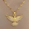 Collana con ciondolo a forma di fenice estetica in acciaio inossidabile dorato, versatile catena per clavicola, collana con ali di fenice da donna