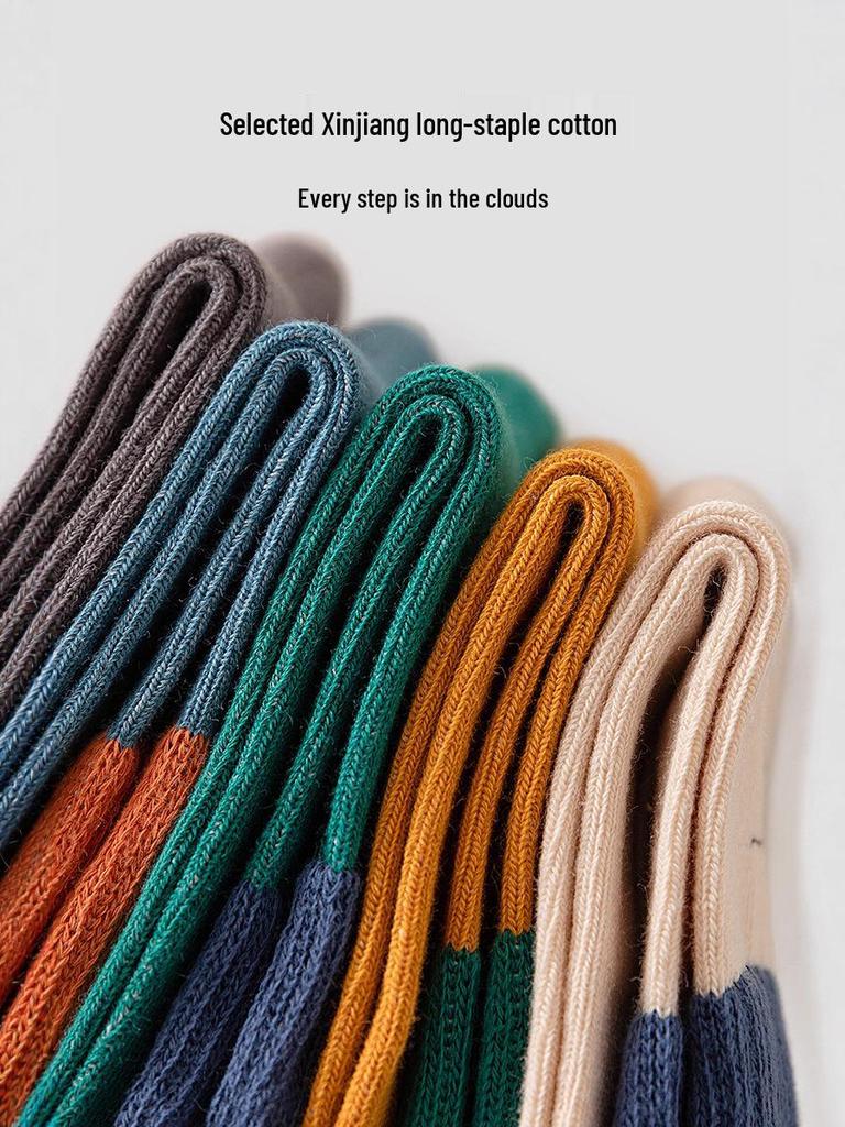25 Nouvelles Chaussettes en Coton Mi-Mollet Couleur Unie pour Filles Automne/Hiver