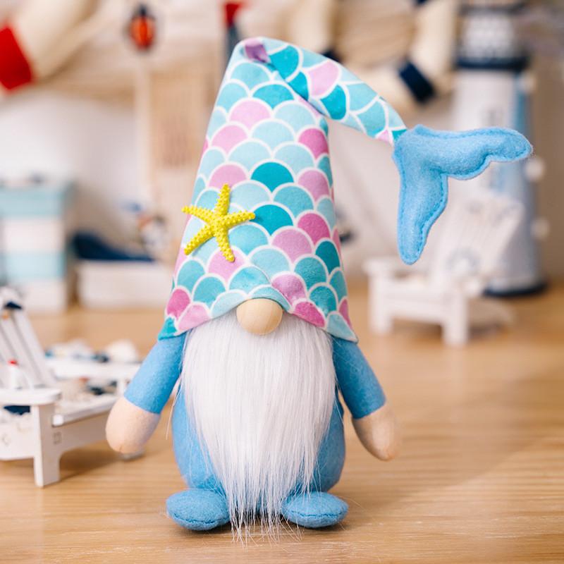 Cute Mermaid Summer Gnome Plush Dolls With Soft Fabric Tail Ideal For Seasonal Decoration