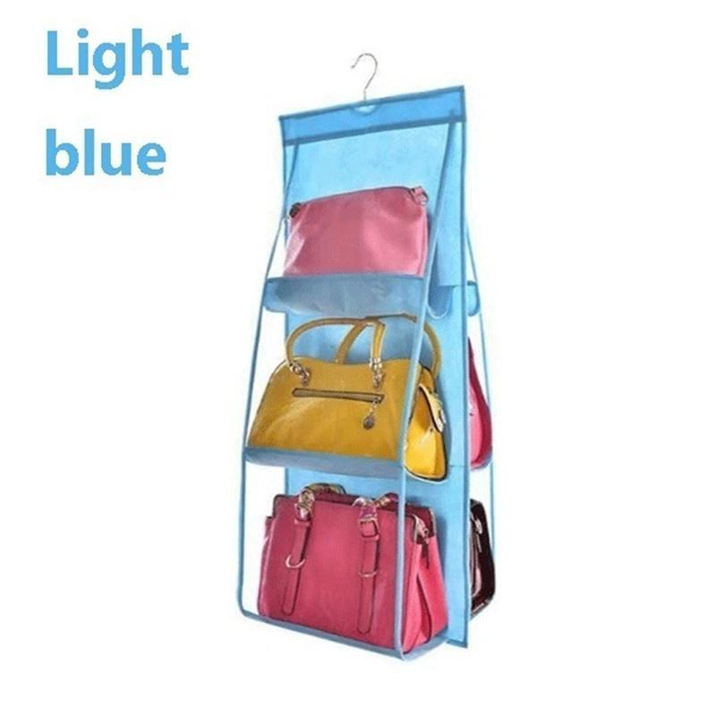 Double Side Transparent 6 Pocket Organizer Backpack Handbag Storage Bags Shoe Storage Bag Home Supplies Closet Rack Hangers
