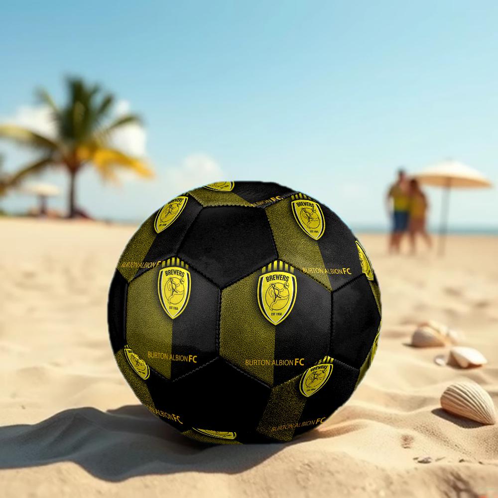 SIZE 5 Burton Albion FC Soccer Ball Colorful All Ages Machine Stitched PVC Competition Ready Durable High-Bounce