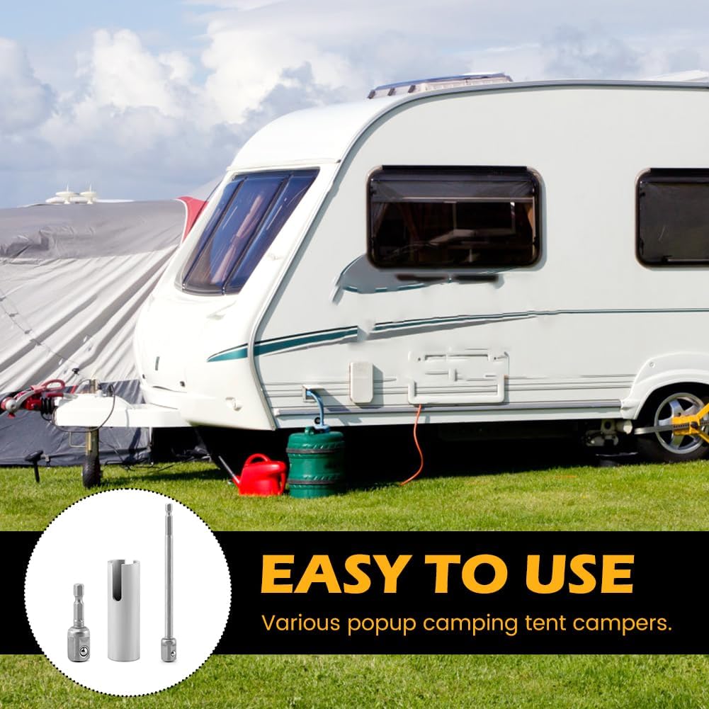 CALIDAKA 8inch Scissor Jack Slotted Drill Adapter T-Slot Drill Attachment with 2 Adapter Bits,Compatible with RV Manual Scissor Jacks C-Jack