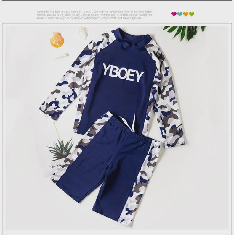 Langarm-Zweiteiler-Badeanzug mit Sonnenschutz für Jungen