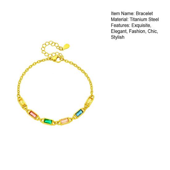 Women Bracelet Adjustable Titanium Steel Gemstone Cuff Bracelet Cubic Zirconia Jewelry Accessory for Women Lady