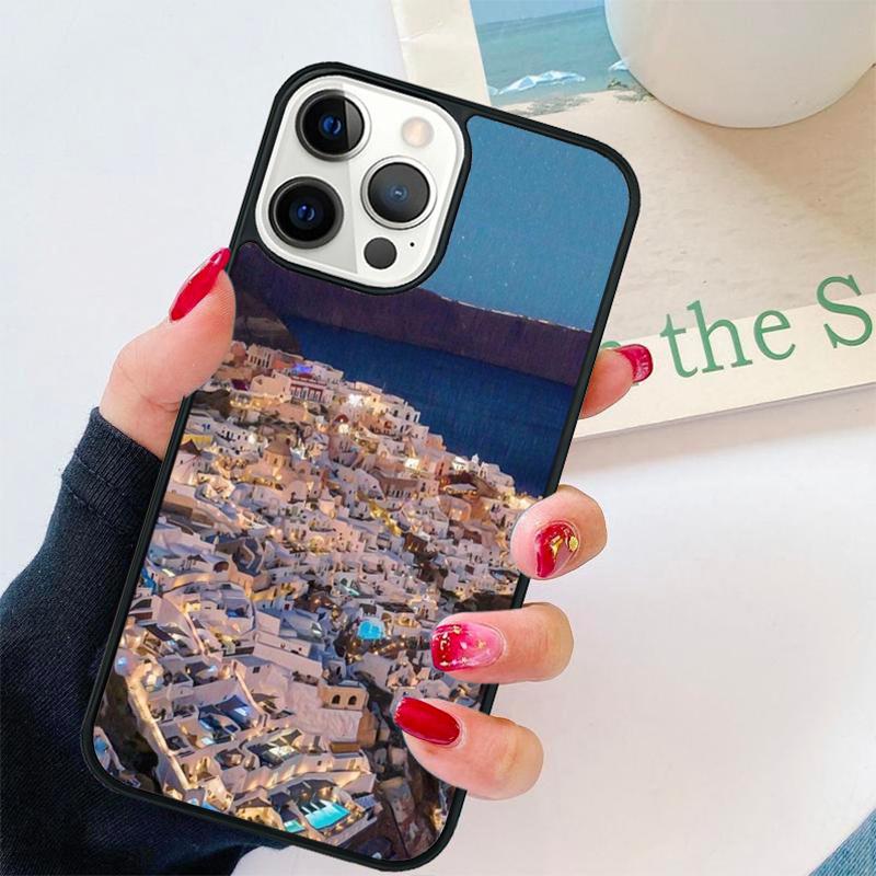 Oia Santorini Greece Phone Case For iPhone 17 Air 16 Pro Max 15 14 Plus 11 12 13 Soft Bumper Shell Cover Coque