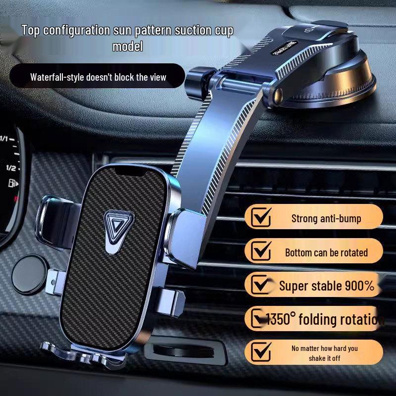 Gravity Dashboard Car Phone Mount with Rotating Suction Cup and Charging Support
