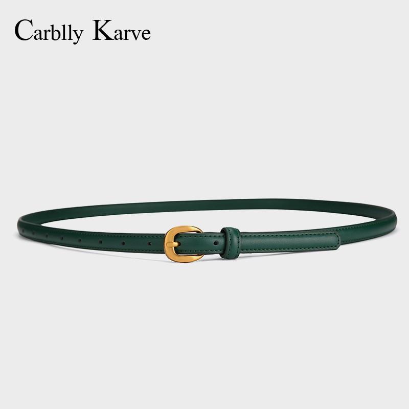 Womens Genuine Leather Thin Belt 1.5cm Wide Versatile Fashion Dress Waistband