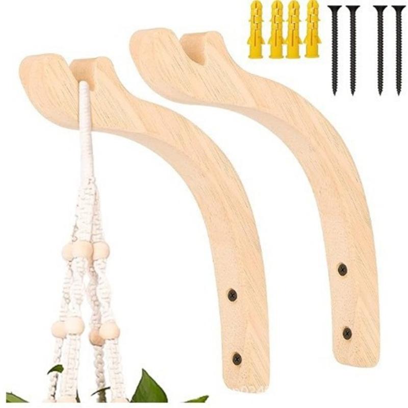 Stylish Rubber Wood Plant Hook for Wall Decoration in Living Room Balcony Cafe Enhancing Artistic Atmospheres for Decoration