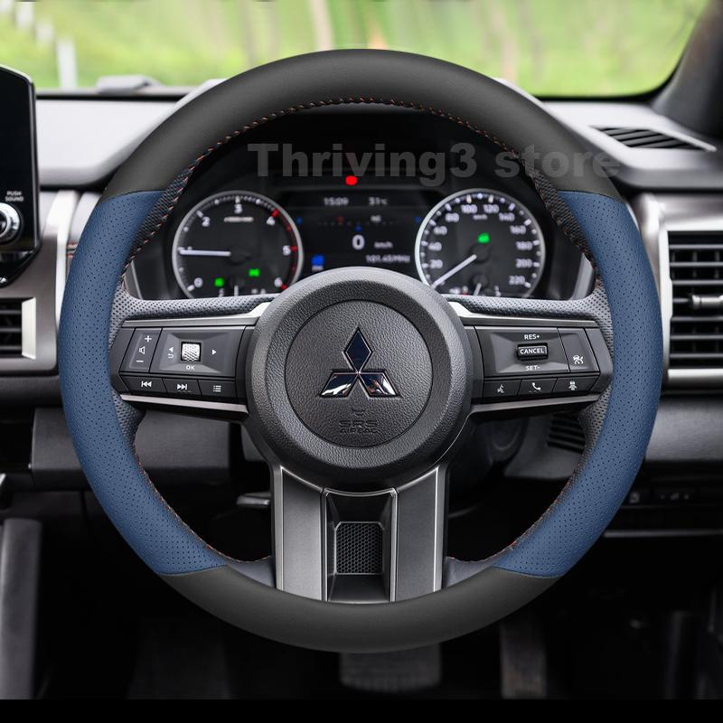 Leather Car Steering Wheel Cover For Mitsubishi Triton GLS GSR L200 2015-2025 Non-slip Auto Interior Mitsubishi L200 Accessories