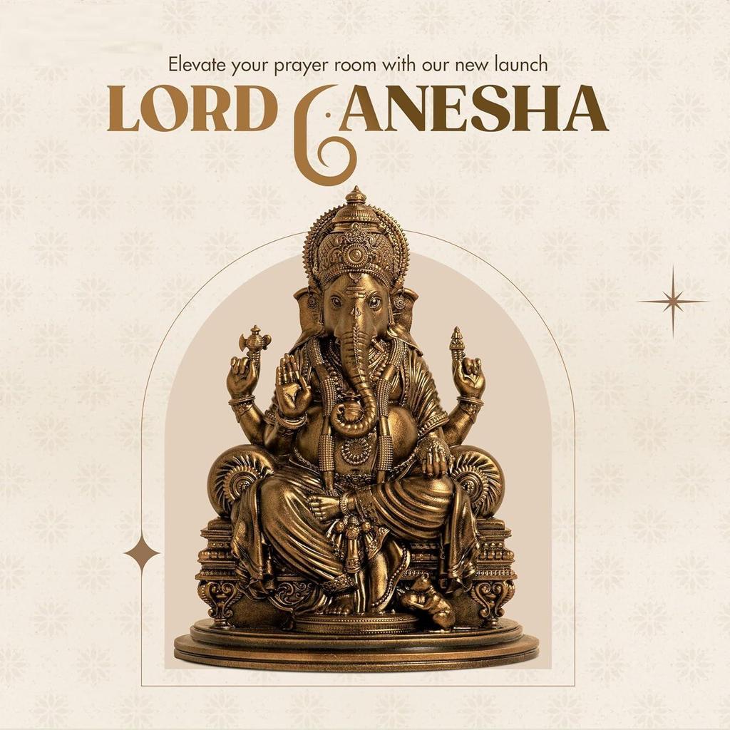 Ídolo del Señor Ganesha para Decoración del Hogar – Ídolo Pequeño de Ganesha de 6 Pulgadas | Murti de Ganesh Hecho a Mano | Ídolos de Ganesha para Hogar y Oficina
