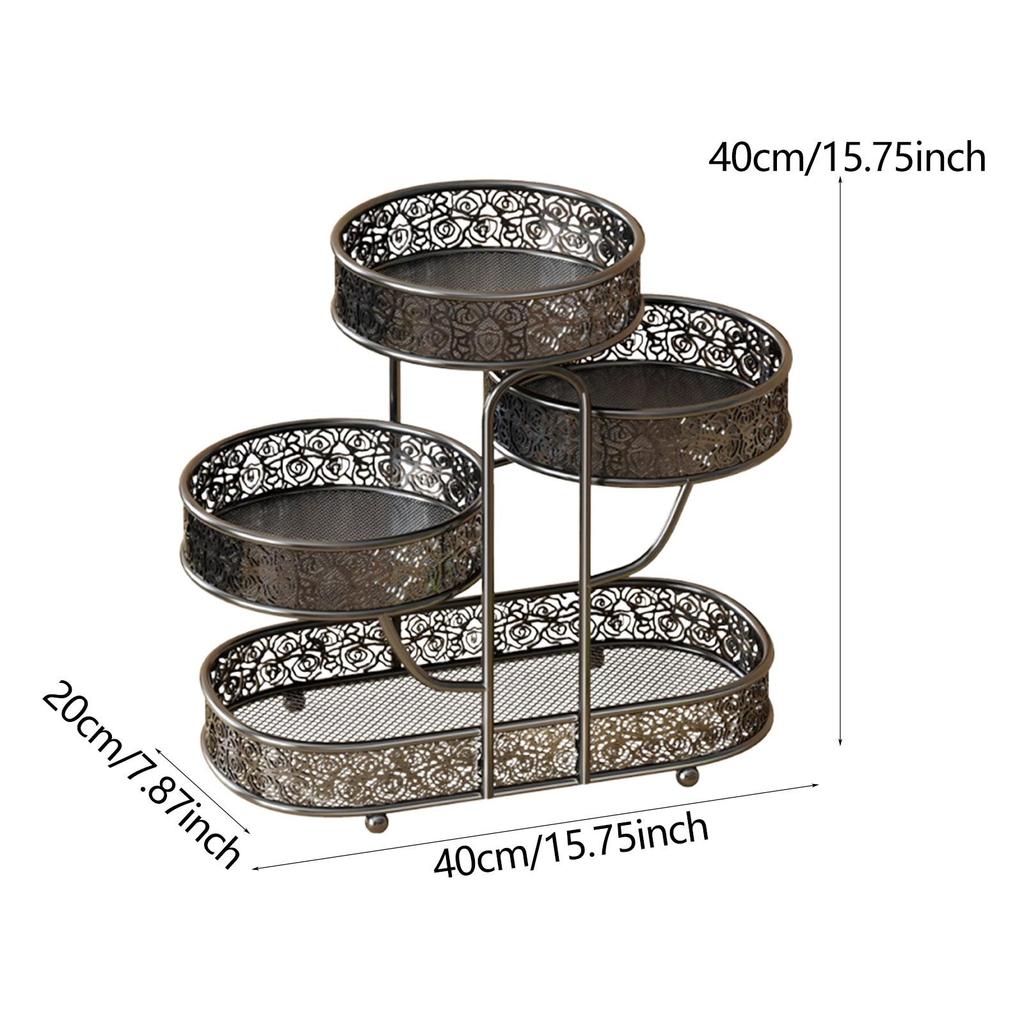 4 Tier Fruit Stand Metal Fruit Basket Bowl Tabletop Organizer Space Saving Storage Rack for Vegetables Bread Snacks Cosmetics