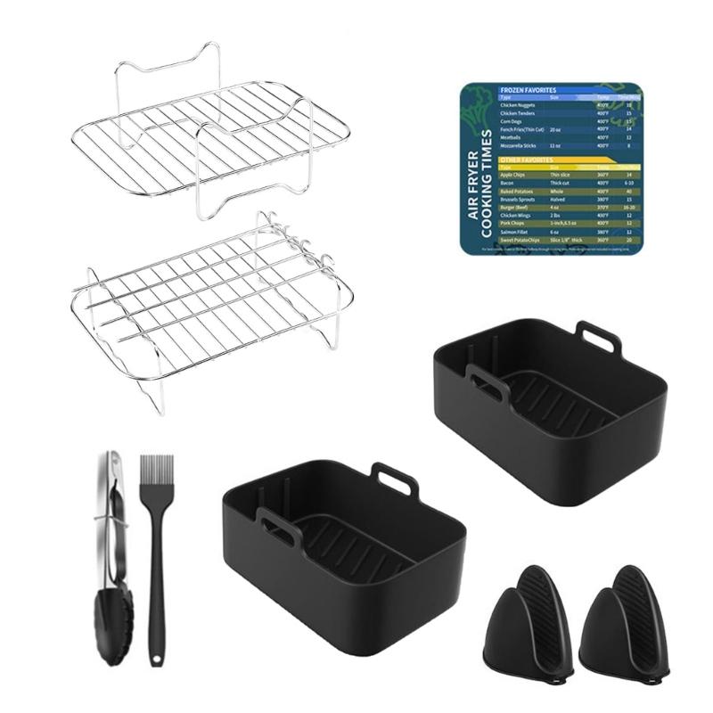 Square Air Fryer Rack Stackable Multi-Layer Stainless Steel Dehydrator Rack Square Air Fryer Accessories for DZ401 1