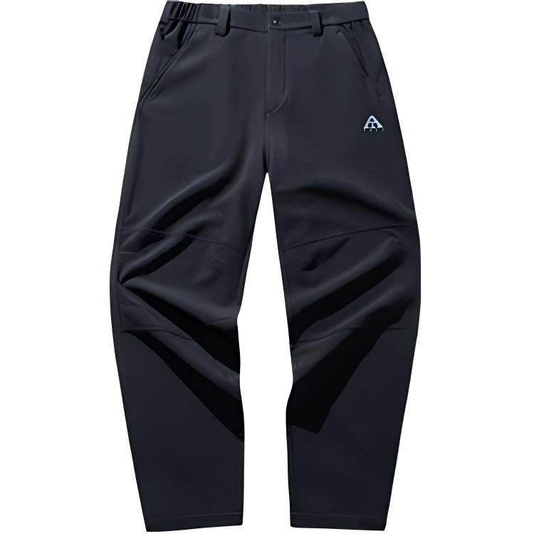 Anta Comfortable Outdoor Series Mid Waist Casual Pants Men Bottoms Basic-Black 952446503-3