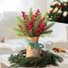 10Pcs Artificial Pine Branches Christmas Holly Red Berries Stems For Xmas Tree DIY Wreath Decorations Christmas Home Decoration