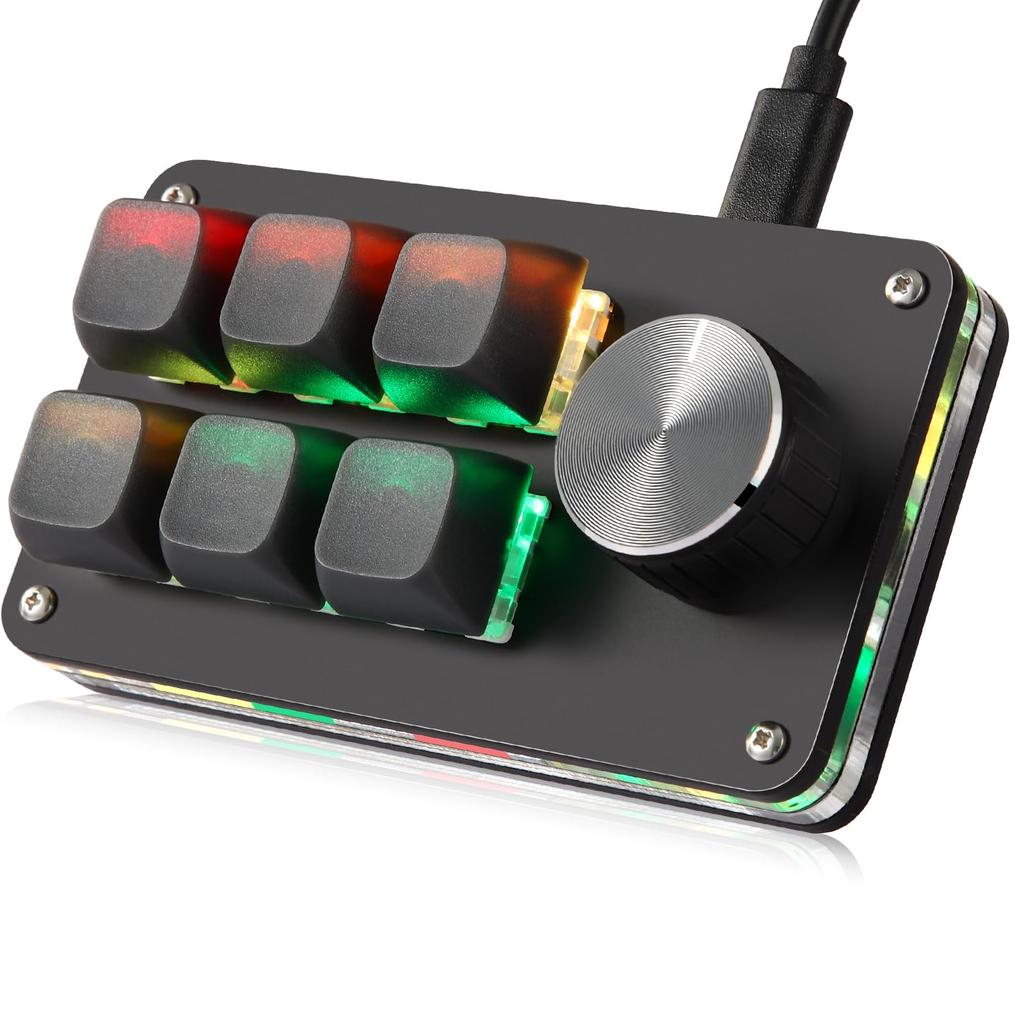 Koolertron Device Macro Programmable 6 1 Macro Wired RGB Blue 6 Compatible with Windows Ideal for Video and More Left-Handed Keyboard, Keyboard, Keys,