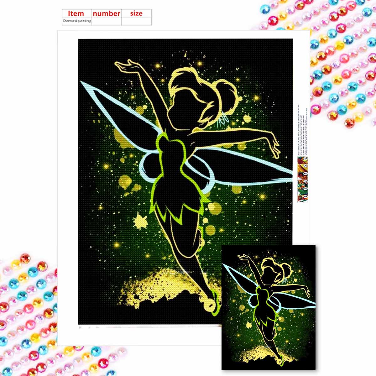 

Полная круглая алмазная живопись Светящийся эльф в темной ночи Искусство Стразы Картина Мозаика DIY 5D Вышивка крестом Домашнее украшение Round 40x50cm