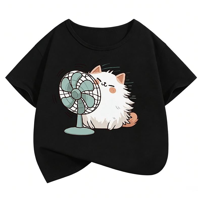 Cartoon Animal Funny Fan Cat T Shirts Shirt Sleeve Kids Childrens Tshirt Boys Girls Summer Spring Casual Top Tee Shirt