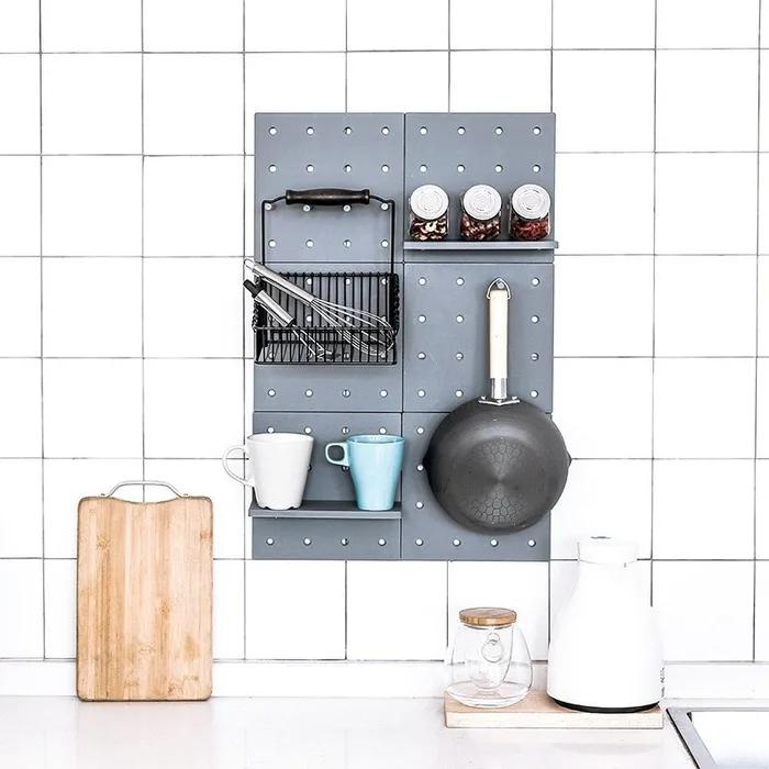 Household Plastic Orifice Storage Rack Living Room Kitchen Bedroom Partition Wall Wall Hanging Shelf