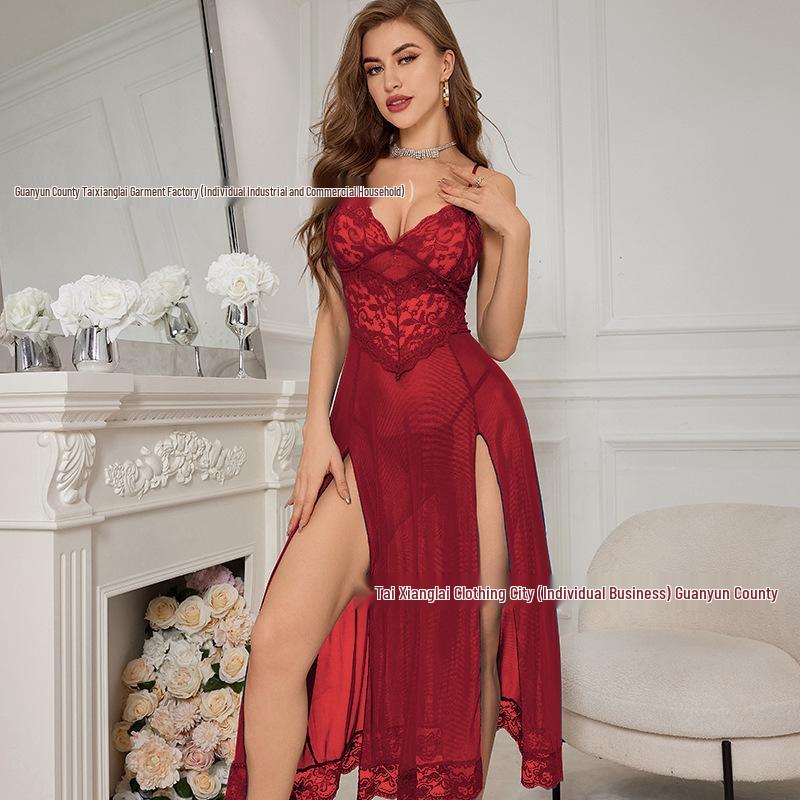 European & American Sexy Lingerie: Women's Temptation Slit Nightgowns