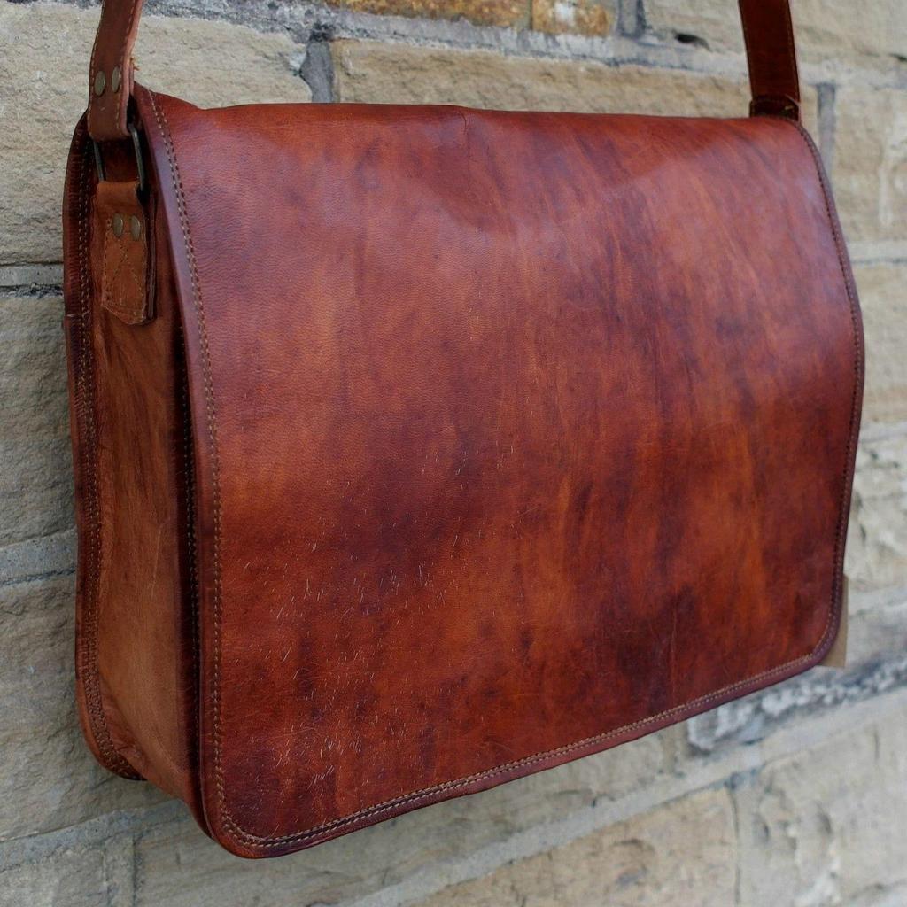 Men's Real Leather Vintage Laptop Messenger Handmade Briefcase Bag Satchelf