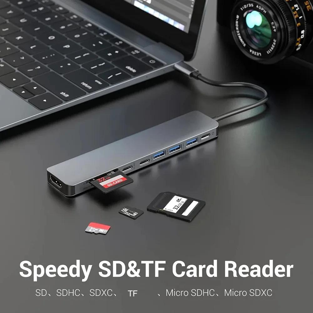 9 IN 1 USB 3.0 HUB USB C Docking Station SD TF Hubs 5Gbps Transmission TYPE-C To 4K HDMI Adapter USB Splitter for Laptop