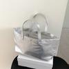 Korean Style Silver Tote Bag for Women Large Capacity Leather Handbag Casual Office Commuter Bag Luxury Shopper Handbags