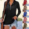 New Autumn Winter Women's Casual Knit Top Long Sleeve Zipper Lapel Knitwear For European American Crossborder
