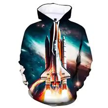 Fashion 3D Print Space Shuttle Hoodie Men Women Rocket Graphics Sweatshirt Long Sleeve Pullover Spring Autumn Kids Hoodies