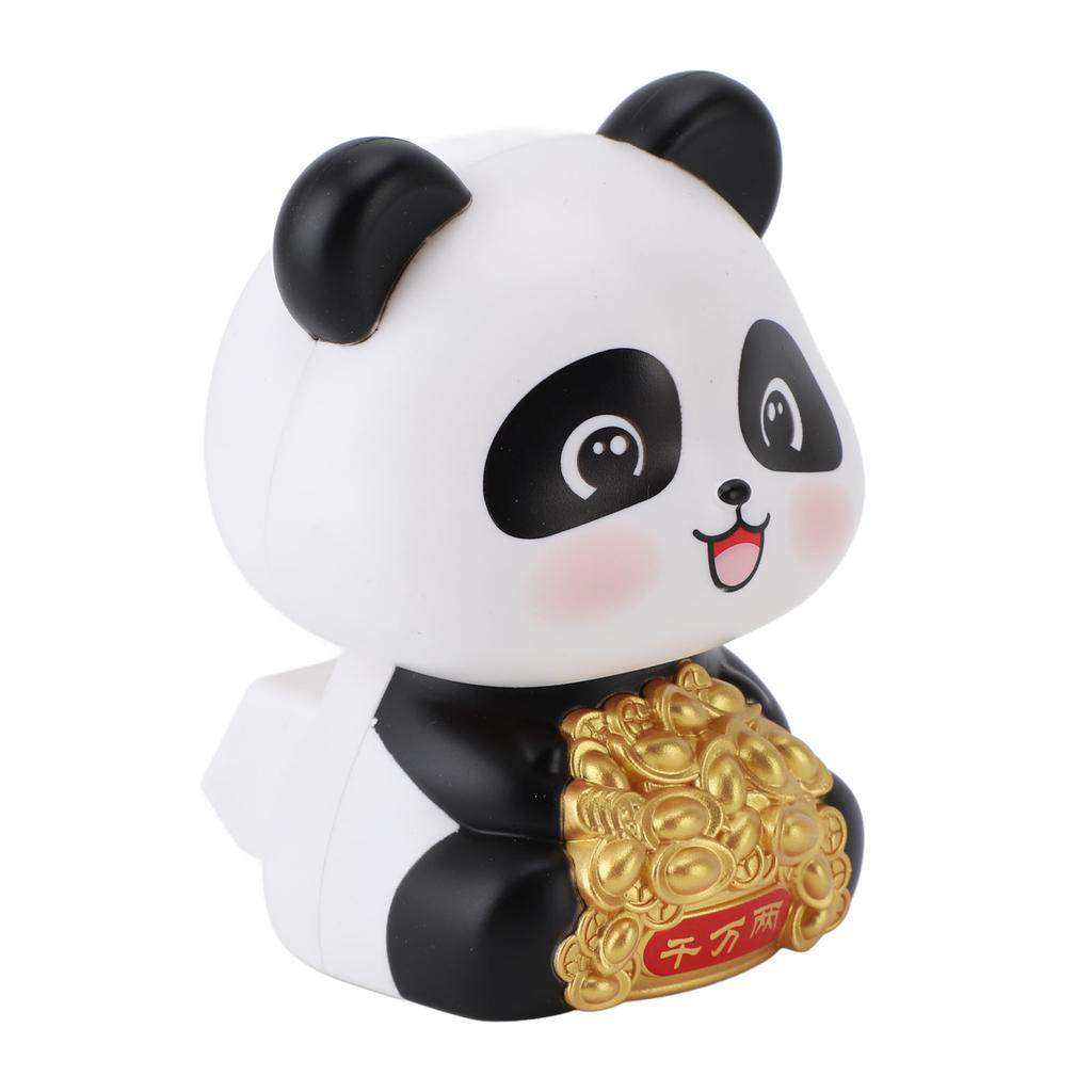 Ornamento Statua Panda a Energia Solare per Fortuna e Prosperità Panda Oscillante Solare Statuetta Animale per Cruscotto Auto