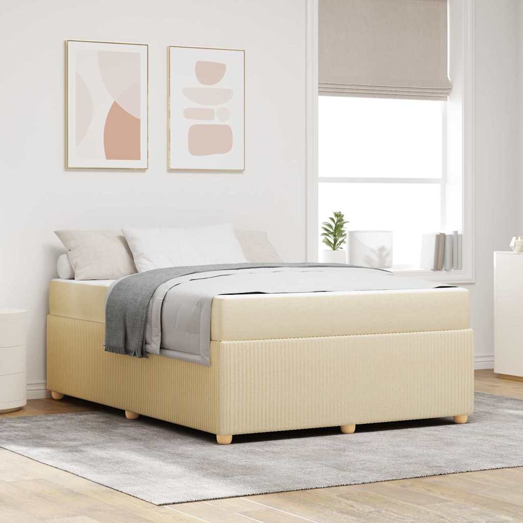 Bed Frame with Mattress Cream 140 x 200 cm Fabric
