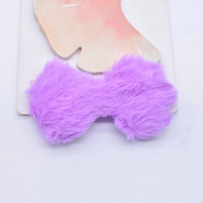 12Pcs 80*45mm Padded Plush Furry Bow Tie Flatback Scrapbooking Ornamnet Patches Accessories DIY Crafts Supplies