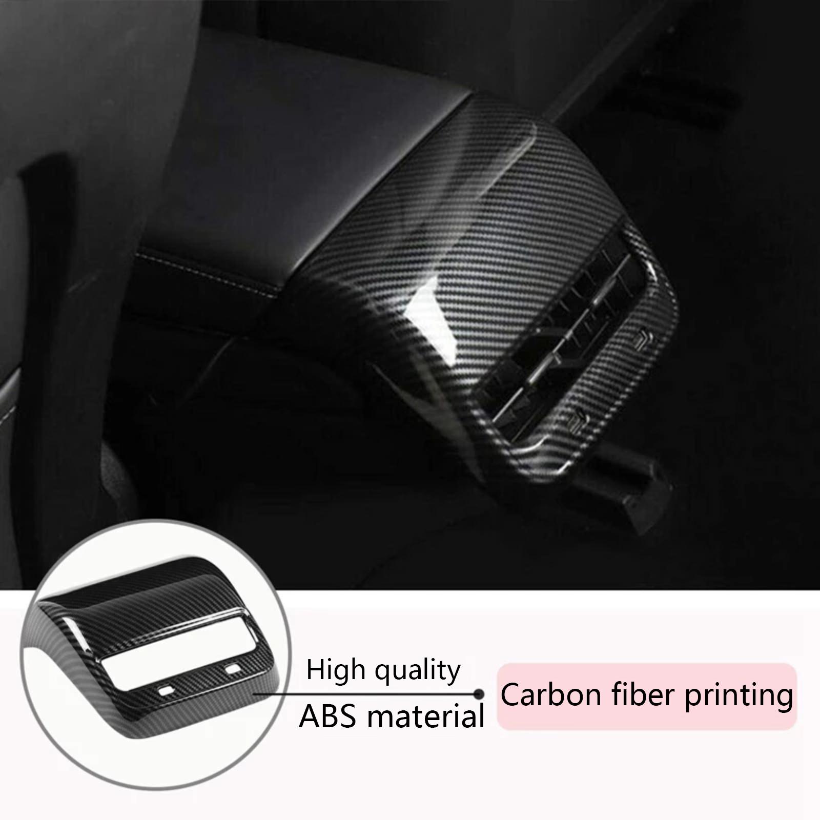 

M30035 For Tesla Model 3/Model Y Plastic Car Rear Air Vent Outlet Frame Interior Part Carbon Fiber