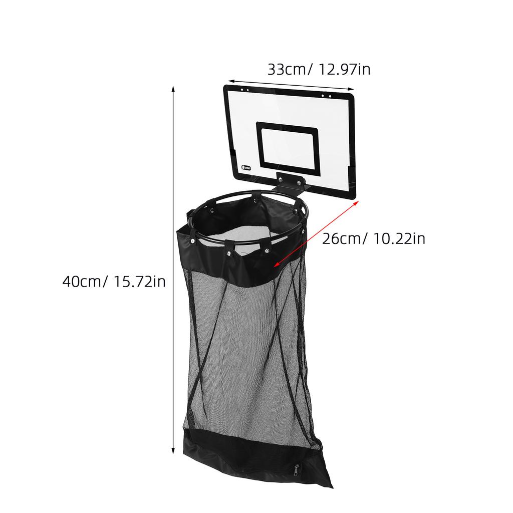 Cesto de Ropa con Aro de Baloncesto Cremallera Ahorro de Espacio Colgante Organizador de Malla Para Dormitorios Baños Habitaciones Oficina Organizador de Pared