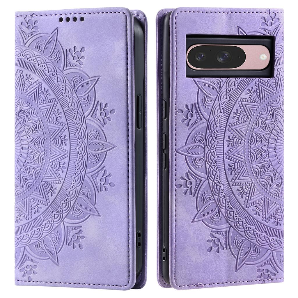 Style 010 For Google Pixel 9/9 Pro Case Mandala Pattern Magnetic Closing Leather Phone Cover
