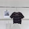 European Chic Striped Knit Short Sleeve Top for Women