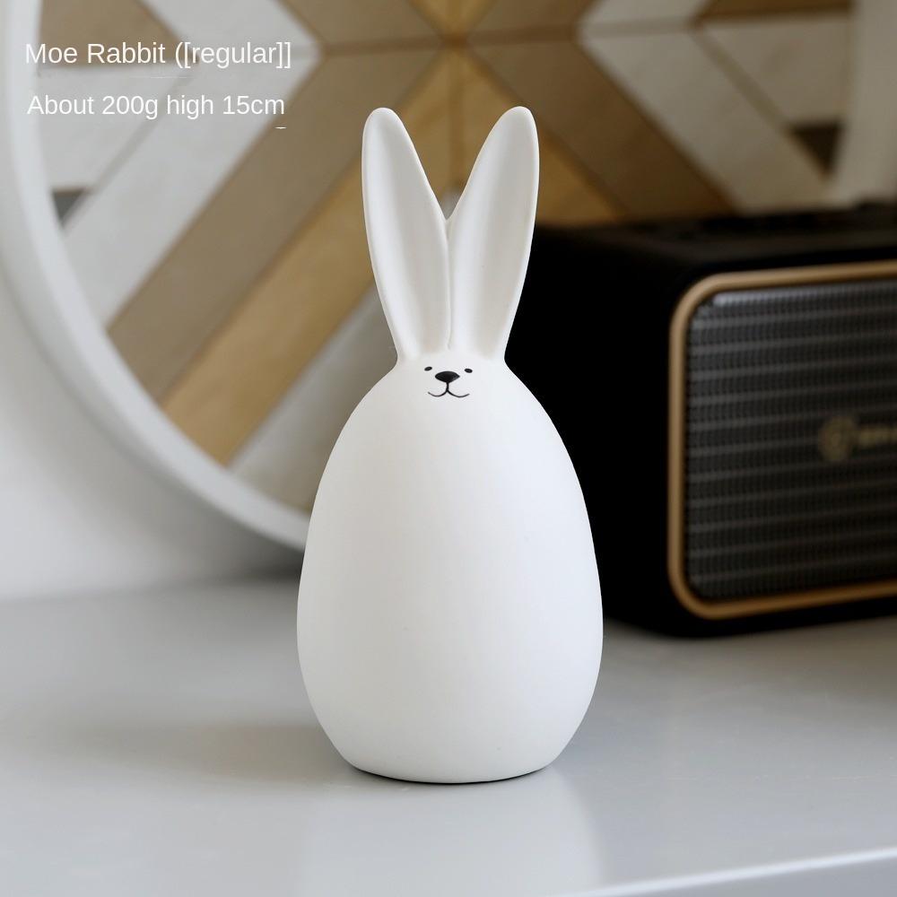 Kawaii Hare Ceramics Rabbit Figurines Nordic Style Hand Painting Embryo Easter Bunny Egg DIY Animal Ornament Room Decoration
