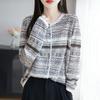 Women's Retro Jacquard Knit Cardigan - Spring/Summer, Round Neck, Long Sleeve, Loose Fit, Casual & Versatile.