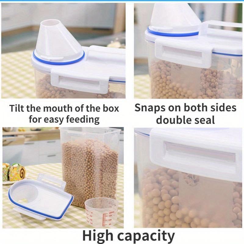 2kg Dog Cat Food Pail Plastic Storage Tank with Measuring Cup Container Moisture-proof Sealed Jar Pet Supplies Accessories