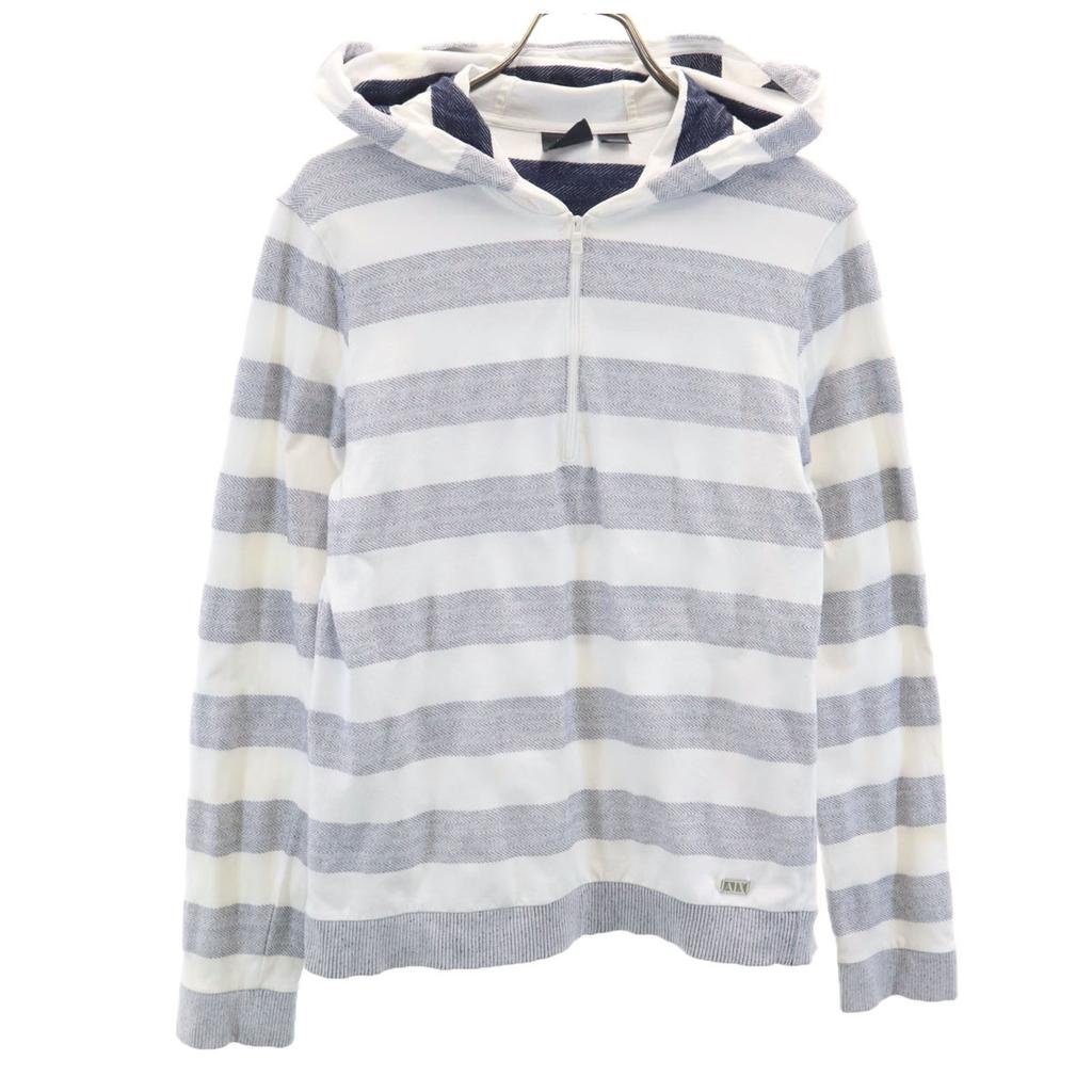 ARMANI EXCHANGE Border Pattern Long sleeve Half zip Parker S white Men's Used