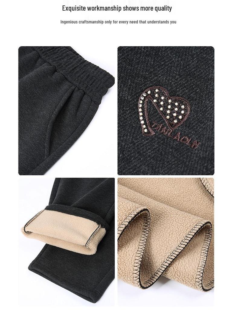 Mom's Wool Casual Pants: High-Waist, Loose-Fit, Plus-Size for Autumn/Winter