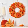 Decorative Fall Pumpkins Velvet Pumpkin Wreath Door Hanger, Thanksgiving Garland, Rustic Autumn Table Centerpiece Harvest Decor for Entryway