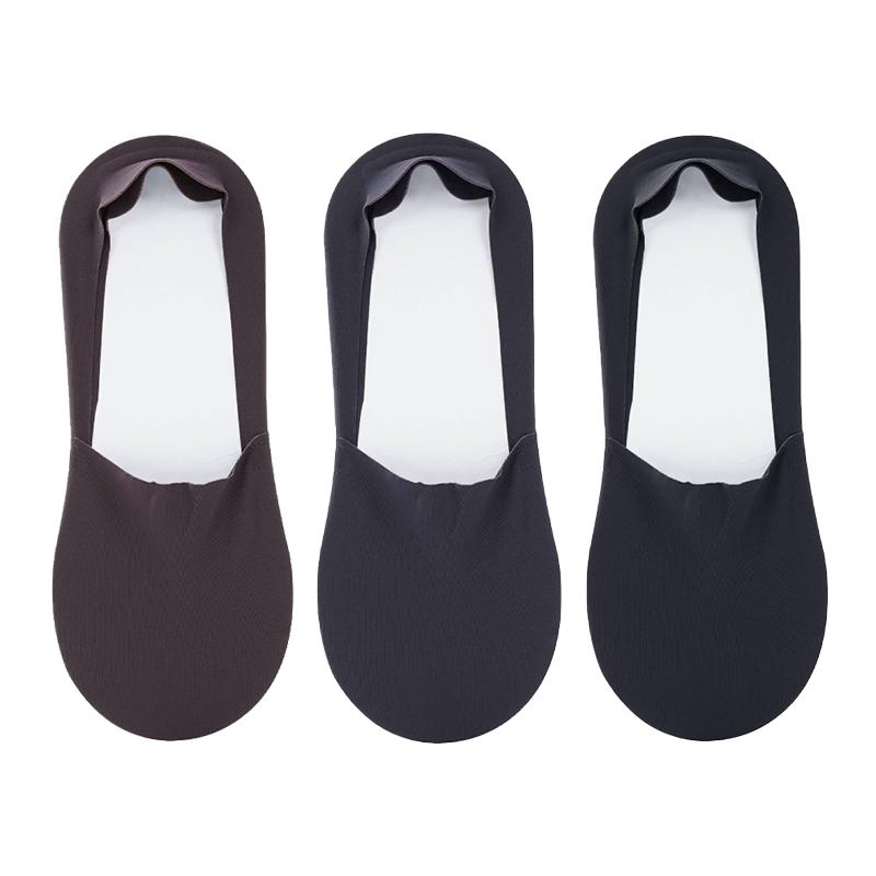 3 Pairs of Summer Breathable Invisible Boat Socks Non-slip Men's Ice Seamless Silicone Low Cut Short Invisible Socks