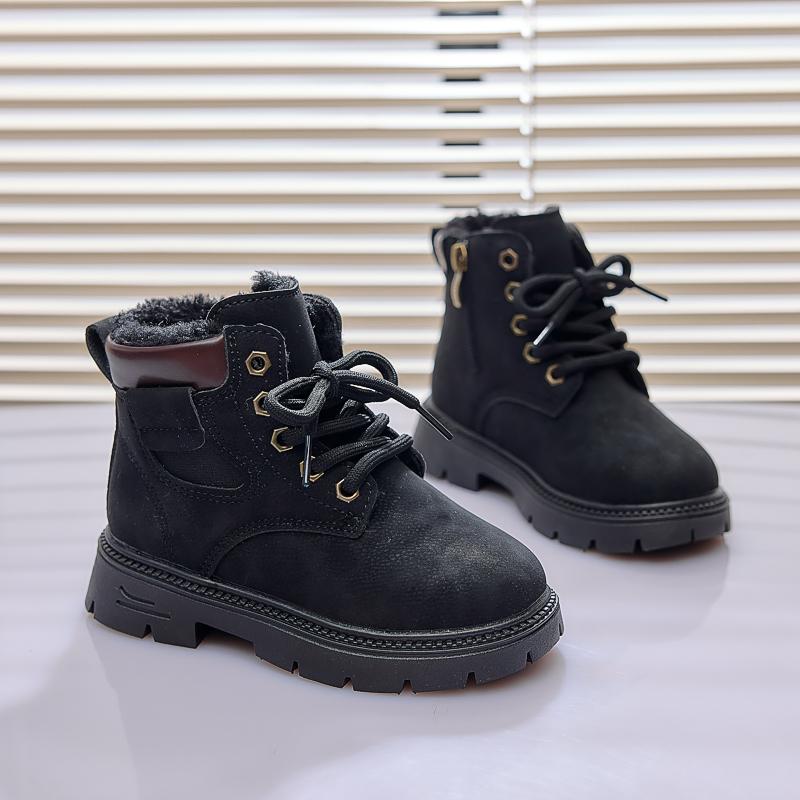 Children Warm Boots with Thick Fur Kids Short Boots Plush Comfortable Winter Boys Girls Ankle Boots Soft Bottom Non-slip