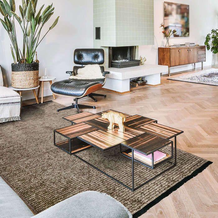 Living Room Rug Flat Weave Cotton Black Light Reflection Grey 160x230